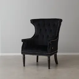 Deco Black Velvet Armchair