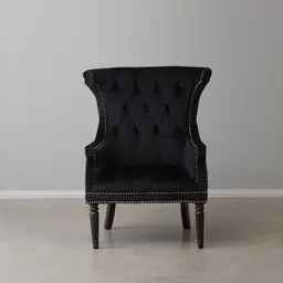 Deco Black Velvet Armchair