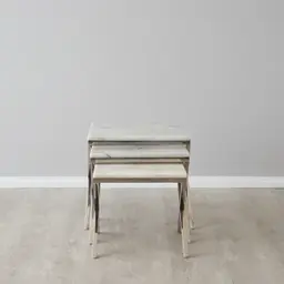 Belle White Marble Nested Side Tables 