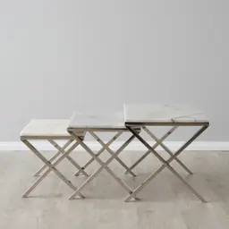 Belle White Marble Nested Side Tables 