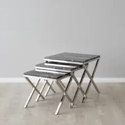 Belle Black Marble Nested Side Table 