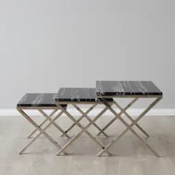 Belle Black Marble Nested Side Table 