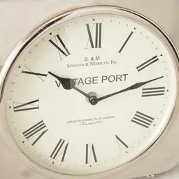 Tik Tok Silver Table Clock -Tan Leather Strap