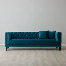 Vogue Peacock Blue Velvet 3-Seater Sofa 
