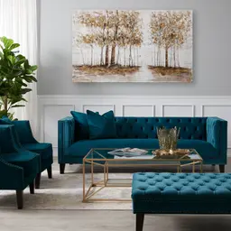 Vogue Peacock Blue Velvet 3-Seater Sofa 