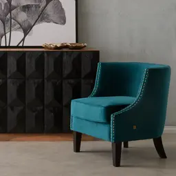 Vogue Peacock Blue Velvet Occasional Chair 