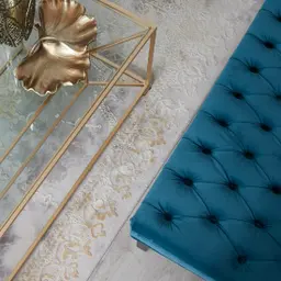 Vogue Peacock Blue Velvet Ottoman