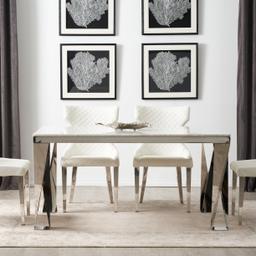 Masa Natural White Marble Dining Table  - Stainless Steel Legs 150cm