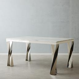 Masa Natural White Marble Dining Table  - Stainless Steel Legs 150cm