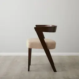 Franco Beige Linen Chair with Brown Beech Wood Legs