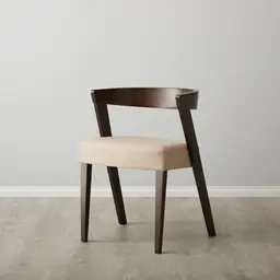 Franco Beige Linen Chair with Brown Beech Wood Legs