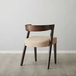 Franco Beige Linen Chair with Brown Beech Wood Legs