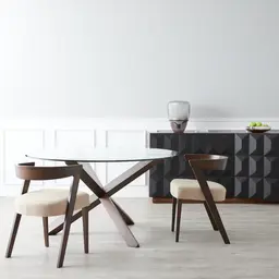 Franco Beige Linen Chair with Brown Beech Wood Legs