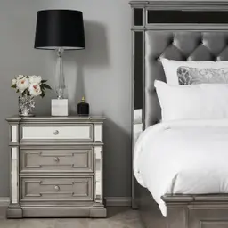 Solitude Antique Silver Bedside Table