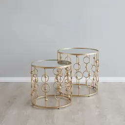 Mystic Antique Gold Mirror Side Tables 