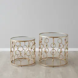 Mystic Antique Gold Mirror Side Tables 
