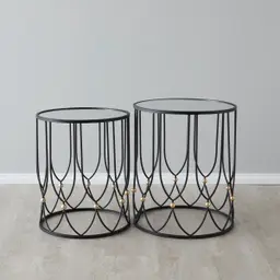 Cosmic Mirror Side Tables - Black Iron Frame
