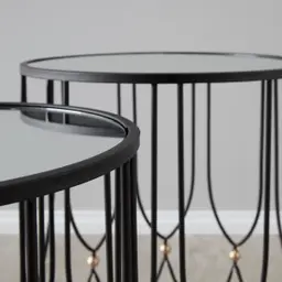 Cosmic Mirror Side Tables - Black Iron Frame