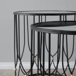 Cosmic Mirror Side Tables - Black Iron Frame