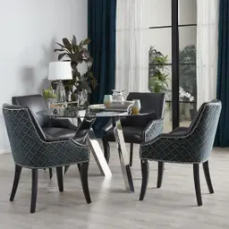Jutta Glass 120cm Dining Table - Stainless Steel Legs