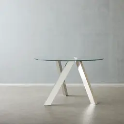 Jutta Glass 120cm Dining Table - Stainless Steel Legs