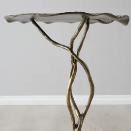 Dhara Antique Brass Finish Leaf Side Table