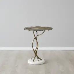 Dhara Antique Brass Finish Leaf Side Table