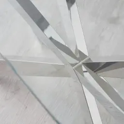 Lena Shiny Stainless Steel Sideboard - Glass Top