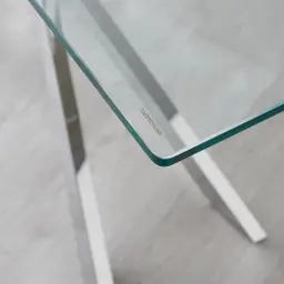 Lena Shiny Stainless Steel Sideboard - Glass Top