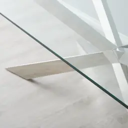 Lena Shiny Stainless Steel Sideboard - Glass Top