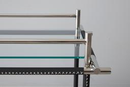 Benson Glass Buttlers Trolley - Black Vegan Leather Trim