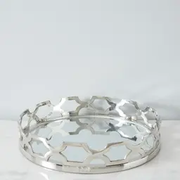 Elizabeth Silver Aluminium Round Mirror Tray 