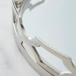 Elizabeth Silver Aluminium Round Mirror Tray 