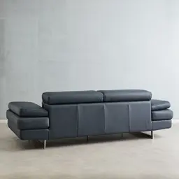 Lennox Night Blue Leather 3-Seater Sofa