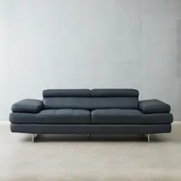 Lennox Night Blue Leather 3-Seater Sofa