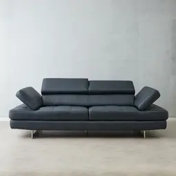 Lennox Night Blue Leather 3-Seater Sofa