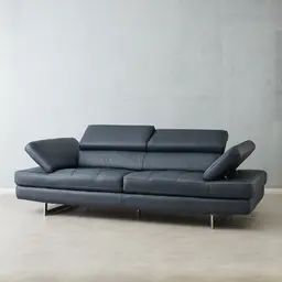 Lennox Night Blue Leather 3-Seater Sofa