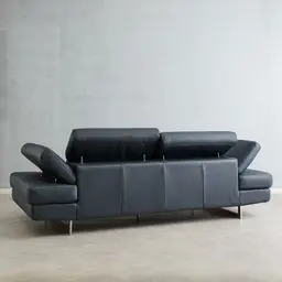 Lennox Night Blue Leather 3-Seater Sofa