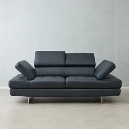 Lennox Night Blue Leather 2-Seater Sofa