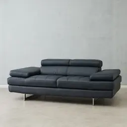 Lennox Night Blue Leather 2-Seater Sofa