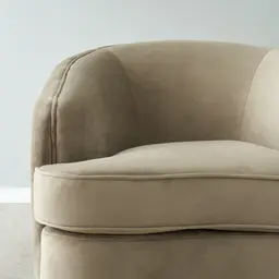 Kelly Beige Velvet Swivel Chair - Gold Leg