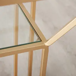 Laila Glass Side Table - Gold Iron Frame 