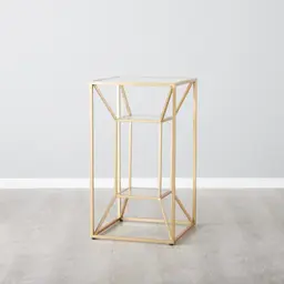 Laila Glass Side Table - Gold Iron Frame 