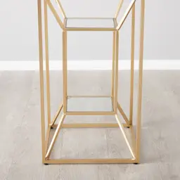 Laila Glass Side Table - Gold Iron Frame 