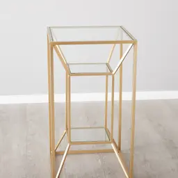 Laila Glass Side Table - Gold Iron Frame 
