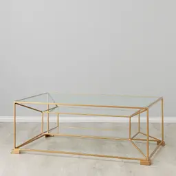 Laila Glass Coffee Table - Gold Iron Frame 