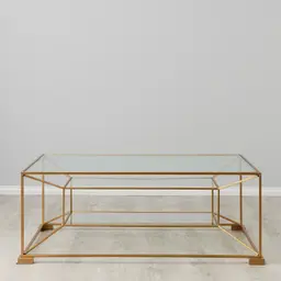 Laila Glass Coffee Table - Gold Iron Frame 
