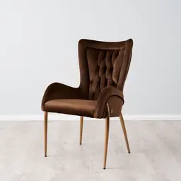 Henry Chocolate Velvet Dining Chair - Brushed Gold Legs