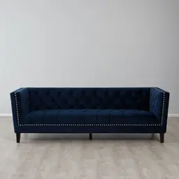 Manuel Navy Blue Velvet 3-Seater Sofa 