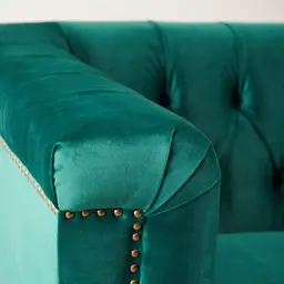 Pascal Emerald Velvet 3-Seater Sofa 